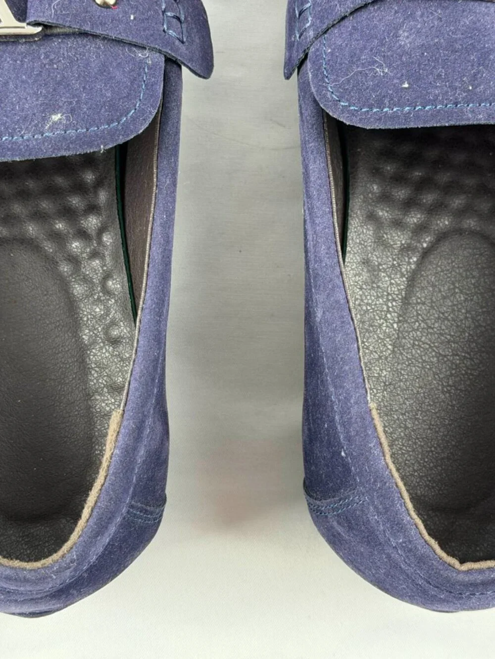 Men's Blue Suede Metal Buckle Slip-On Dress Loafers Shoes Size 44 US 10.5-11